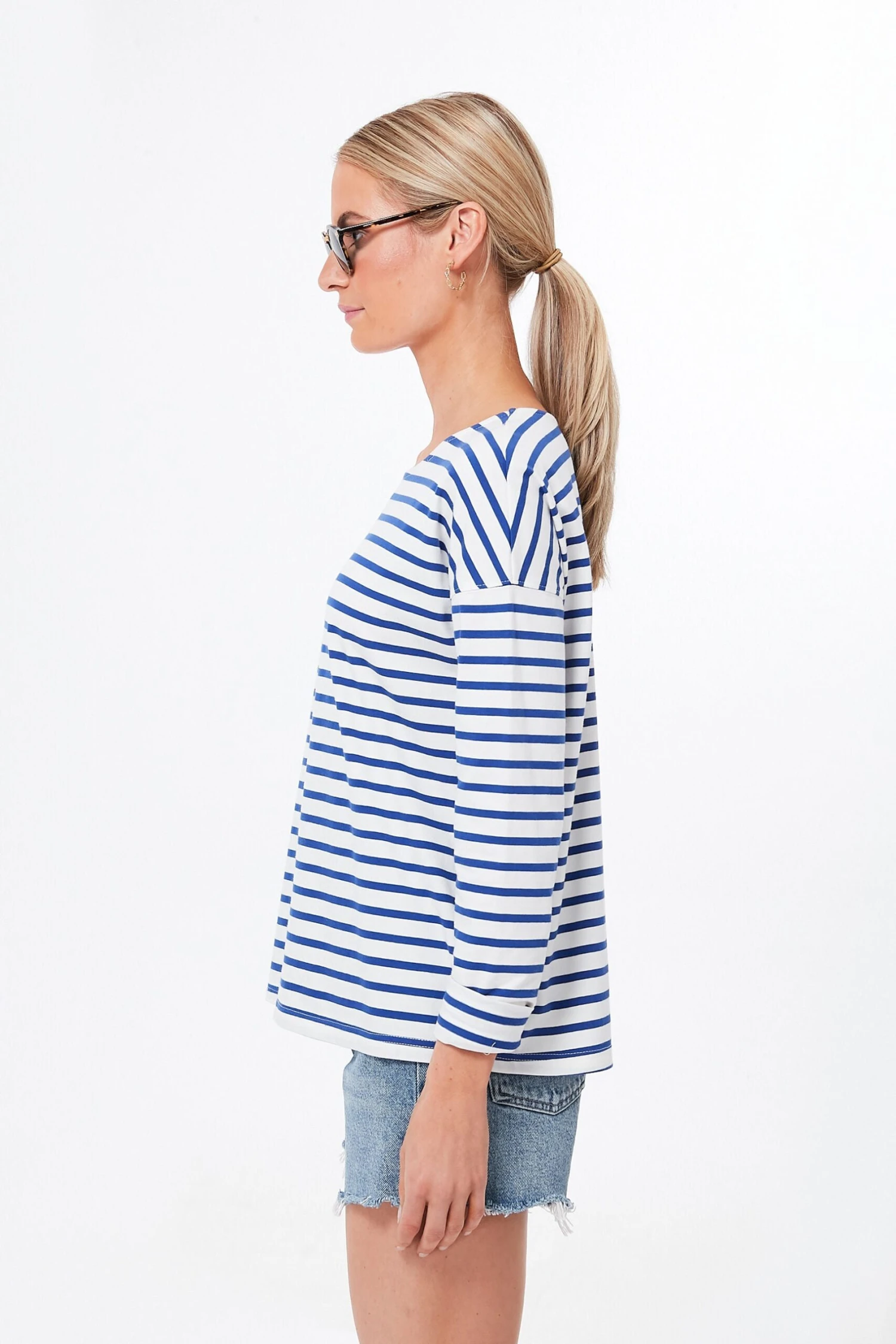 Blue And White Stripe Hayden Tee - Image 6
