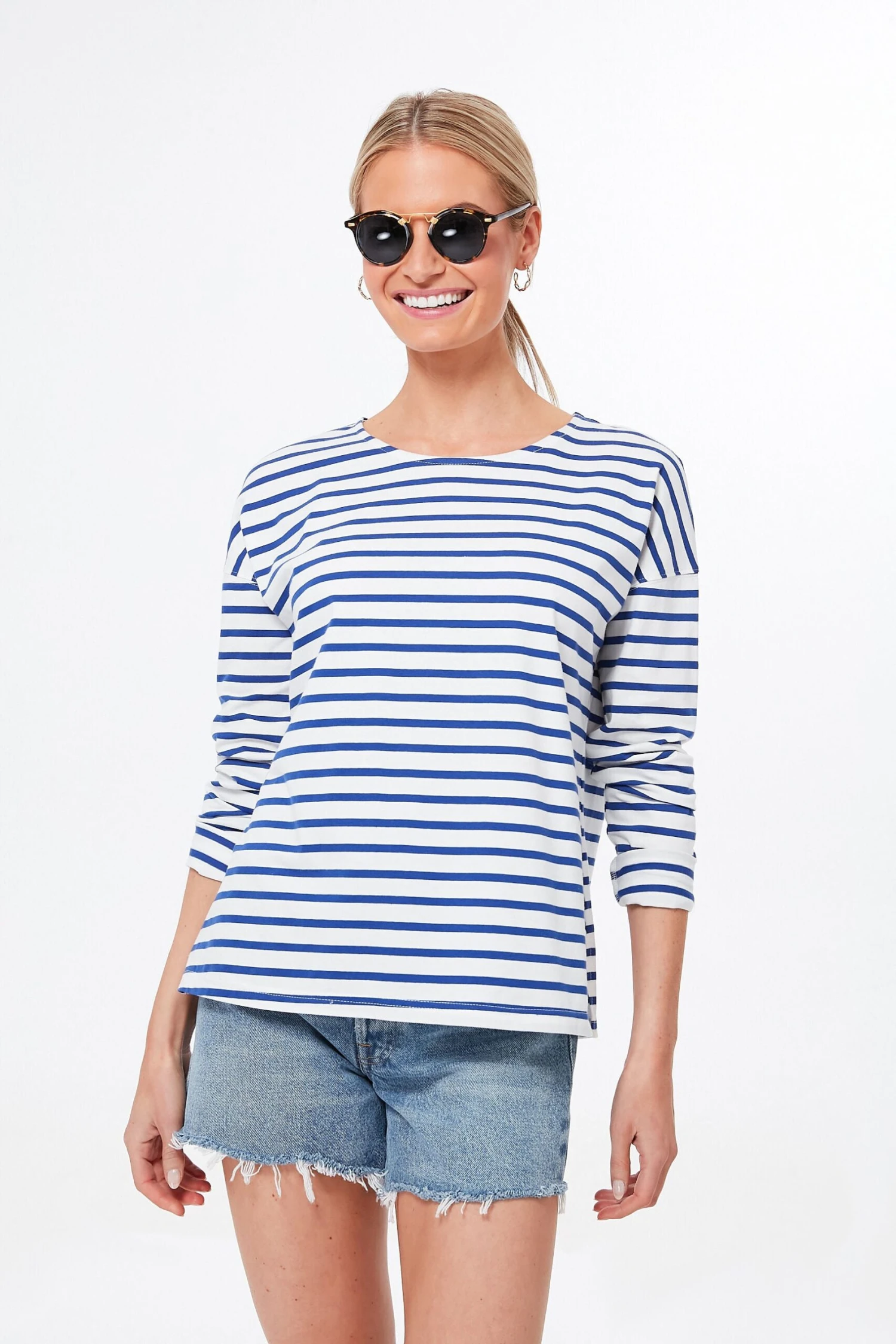 Blue And White Stripe Hayden Tee
