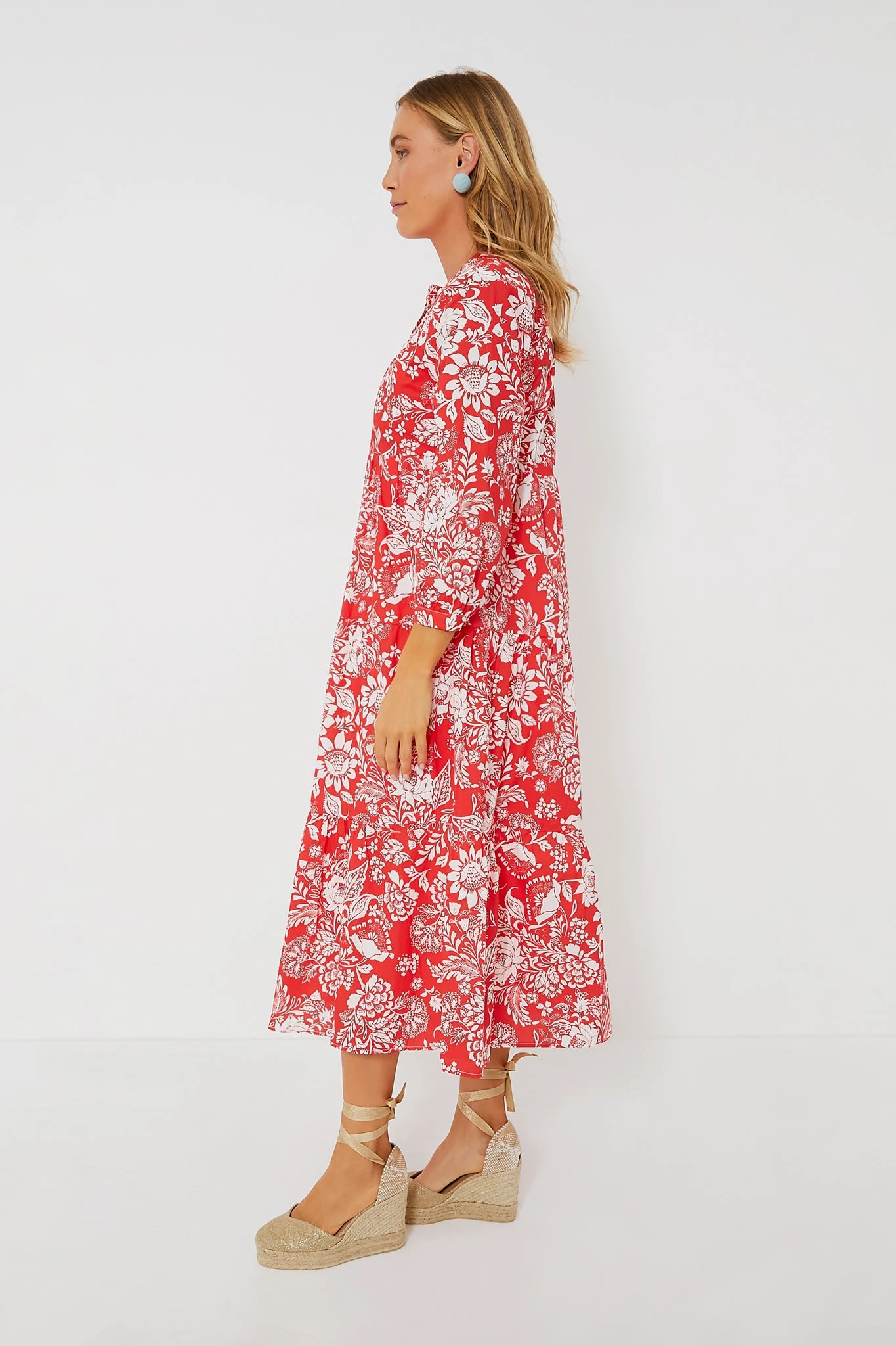 Red Floral McCauley Midi Dress - Image 3