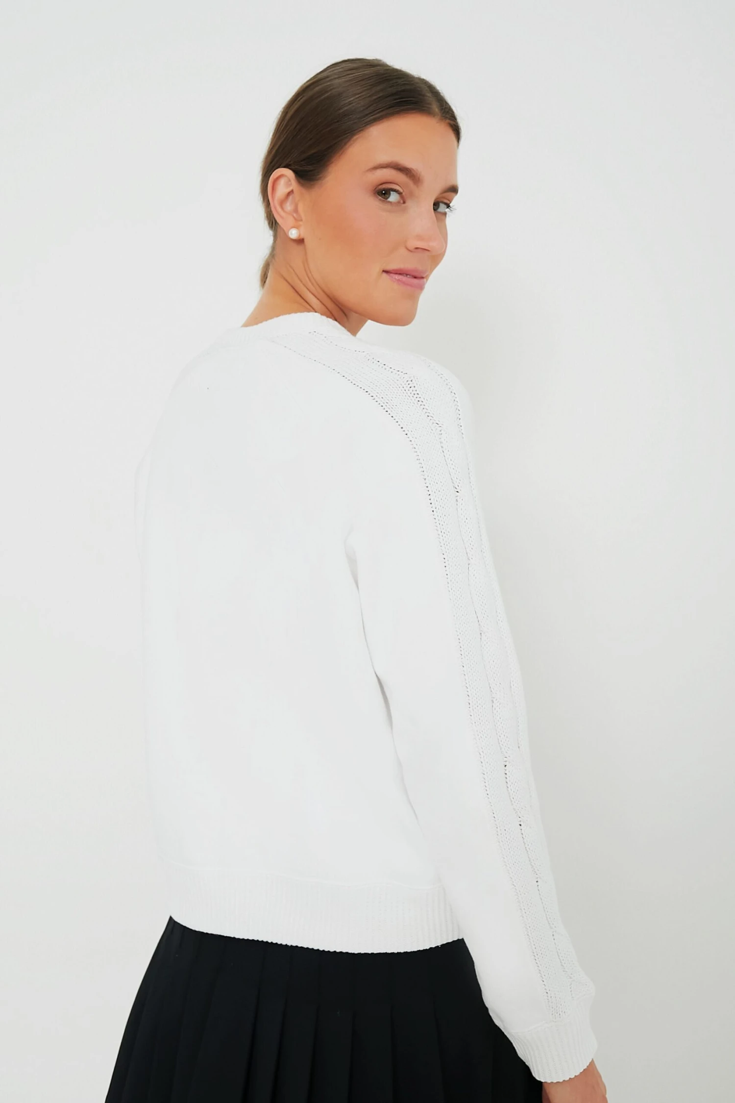 White Cable Knit Reid Sweatshirt - Image 5