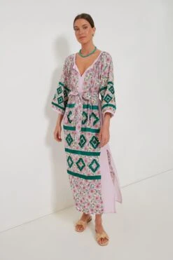 Pink And Green Manjur Kaftan