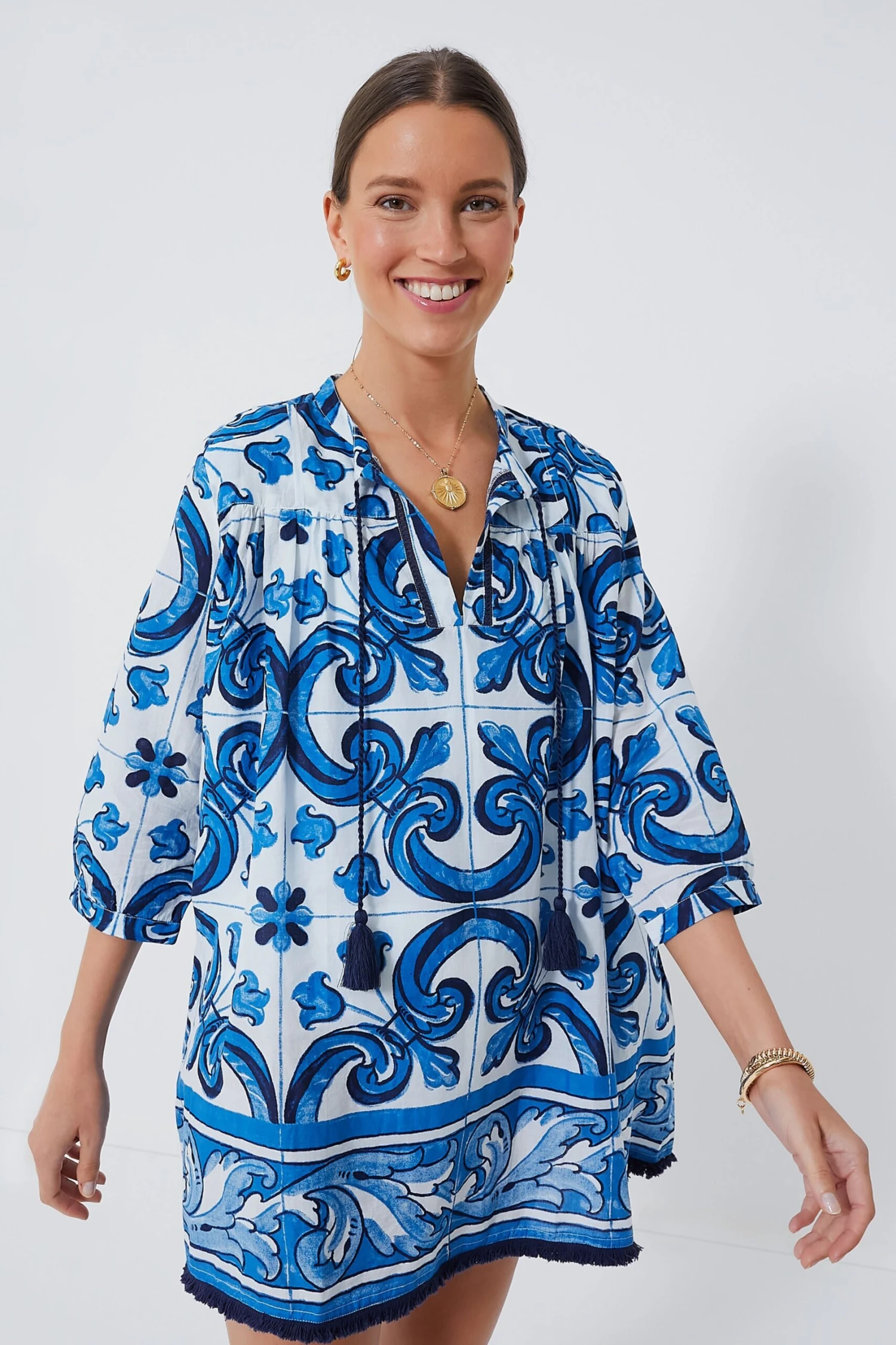 Capri Blue Majolica Tile Bondi Coverup - Image 2