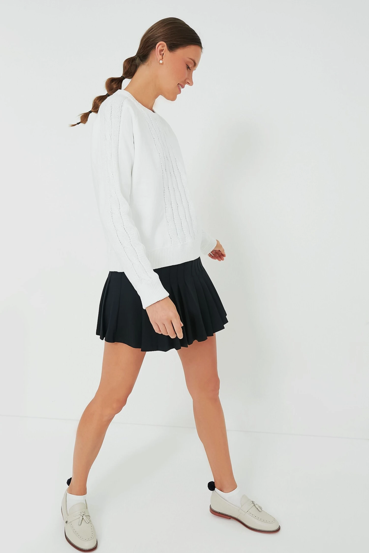 White Cable Knit Reid Sweatshirt - Image 2