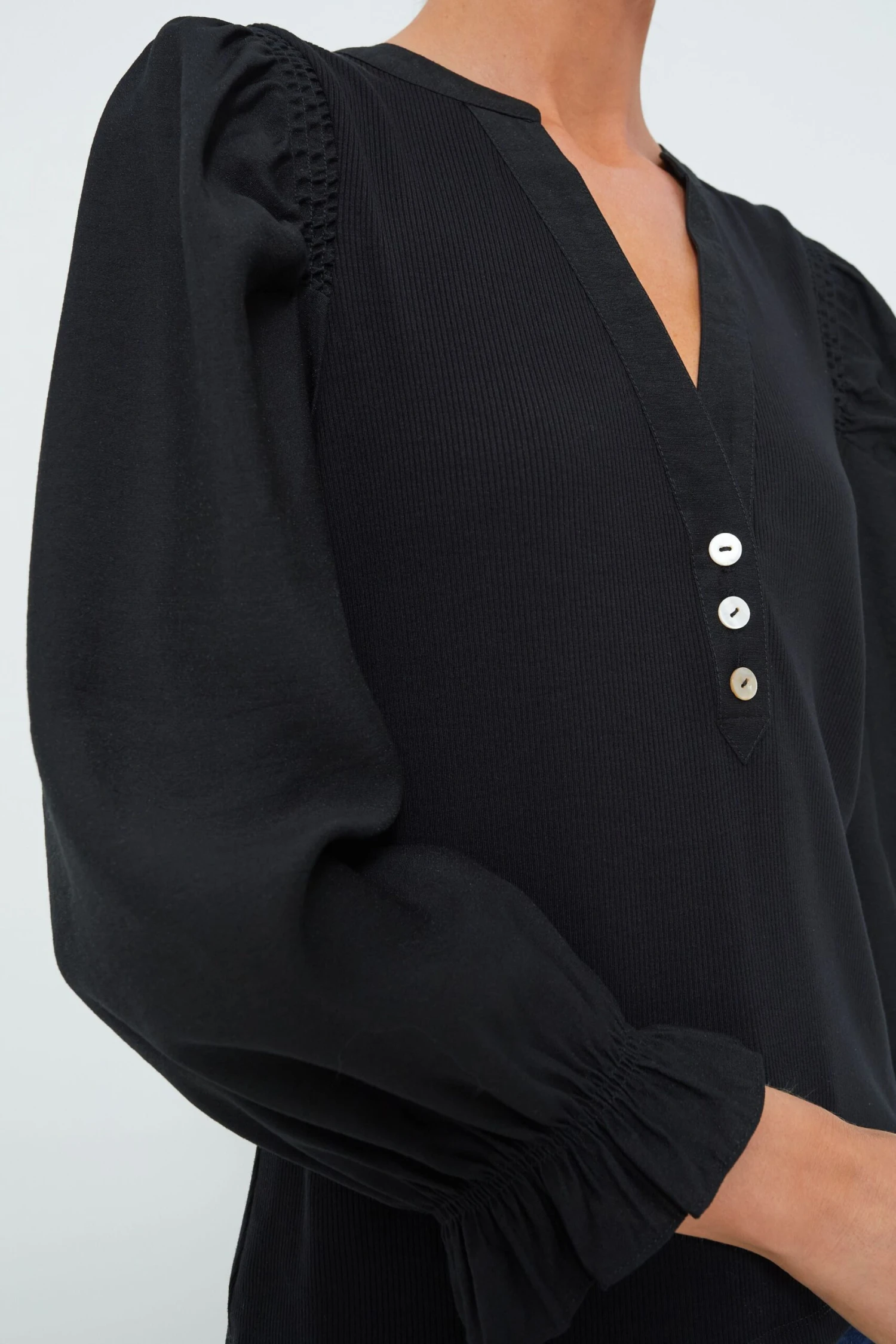 Black Long Sleeve Livia Puff Sleeve Top - Image 5