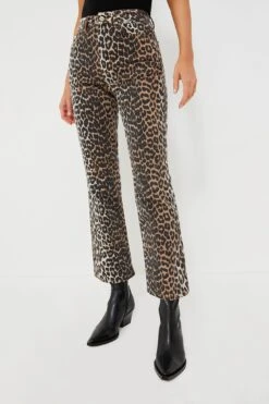 Ganni Leopard Print Denim Betzy Cropped