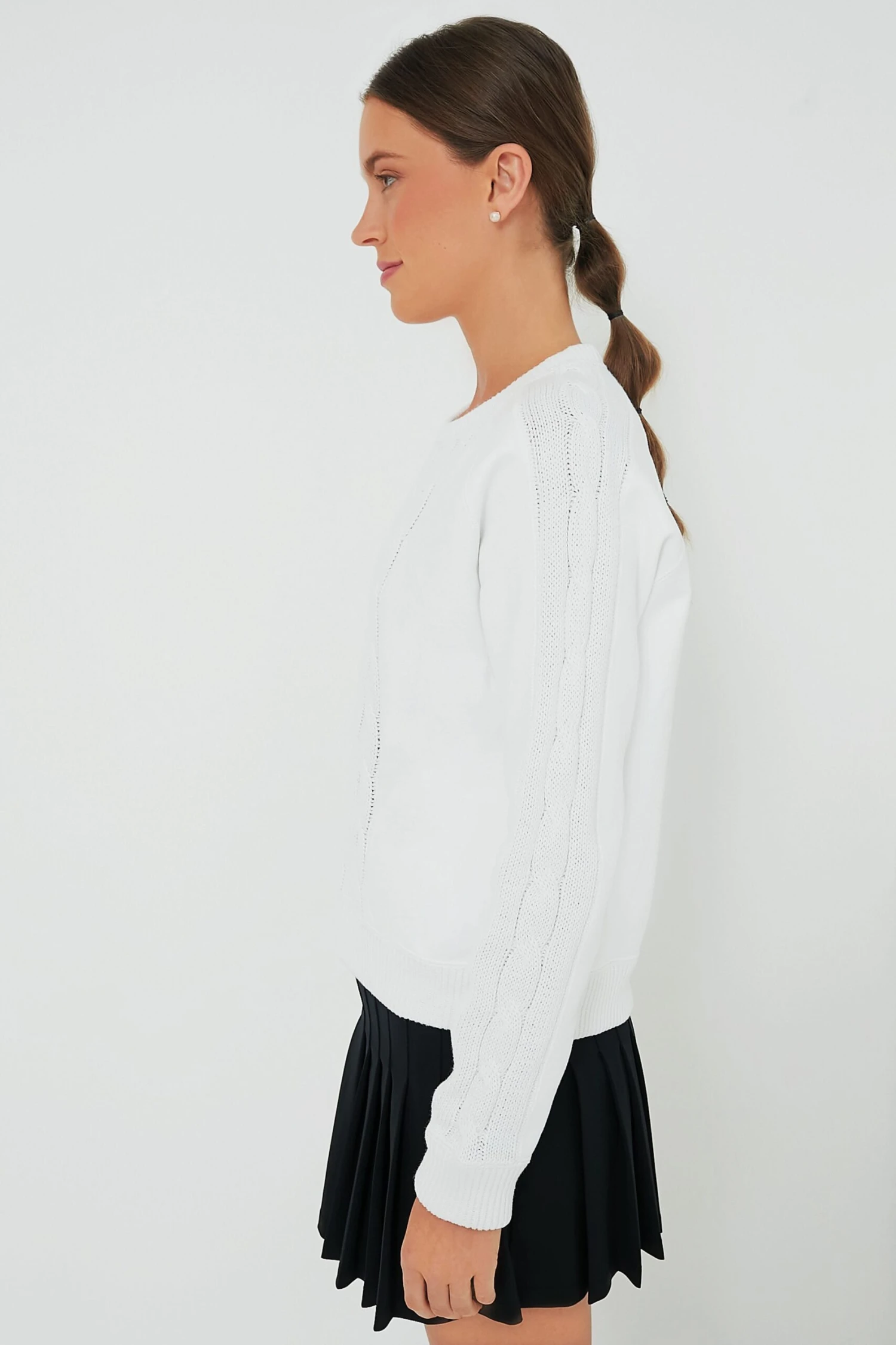 White Cable Knit Reid Sweatshirt - Image 4