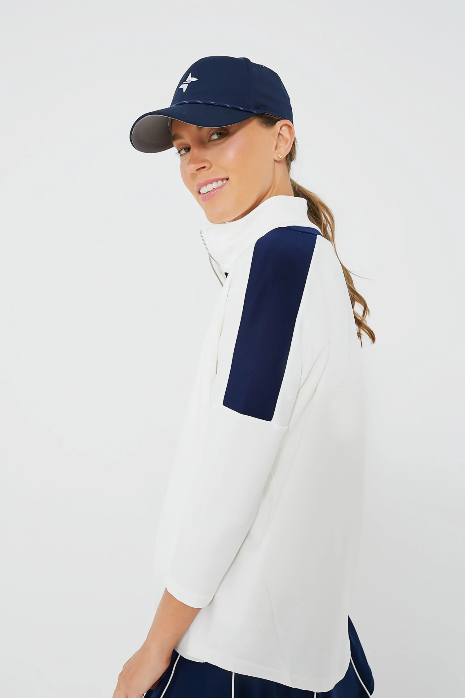 White And Navy Amelie Quarter Zip - Image 3
