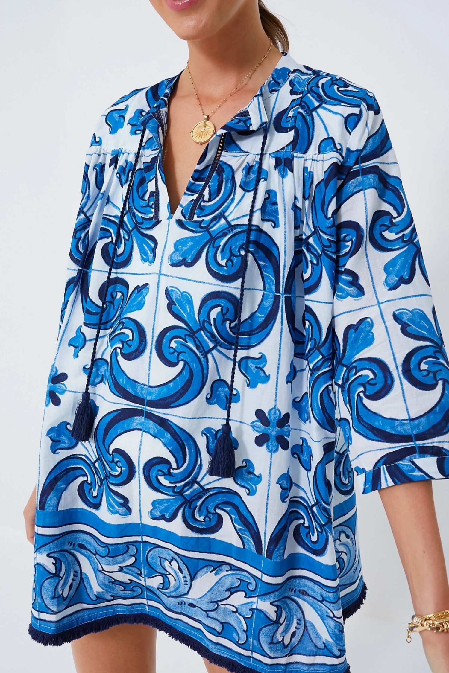 Capri Blue Majolica Tile Bondi Coverup - Image 5