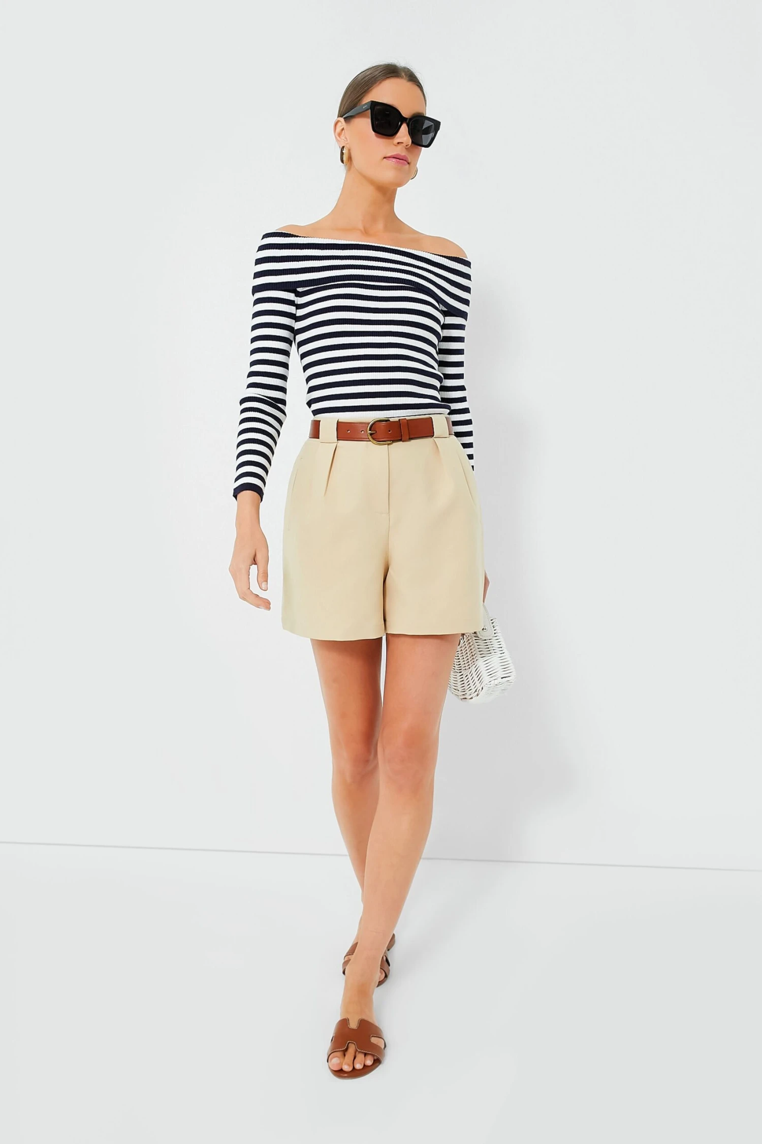 Navy Stripe Off The Shoulder Reese Top - Image 2