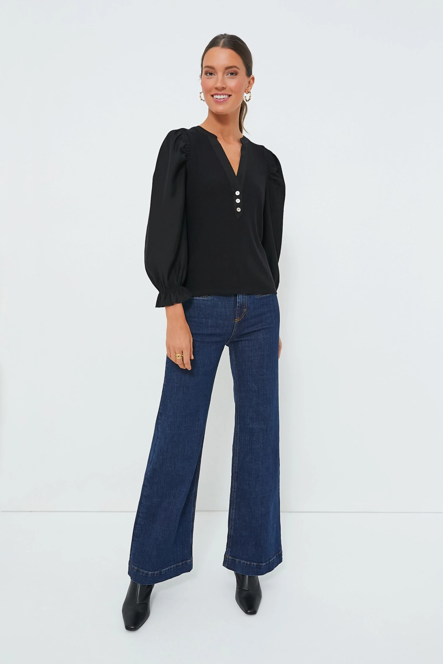 Black Long Sleeve Livia Puff Sleeve Top - Image 6