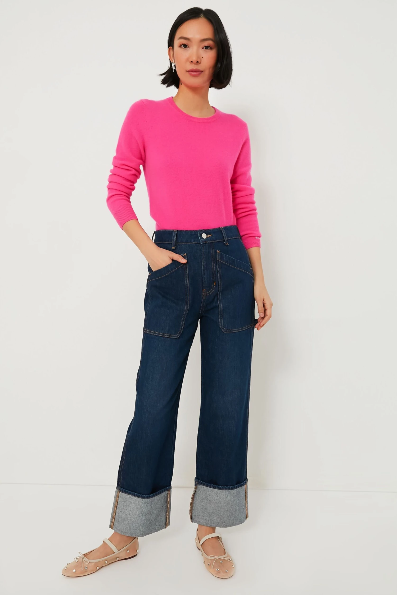 Veronica Beard Dusted Oxford Dylan High Rise Straight Leg With Cuff - Image 2