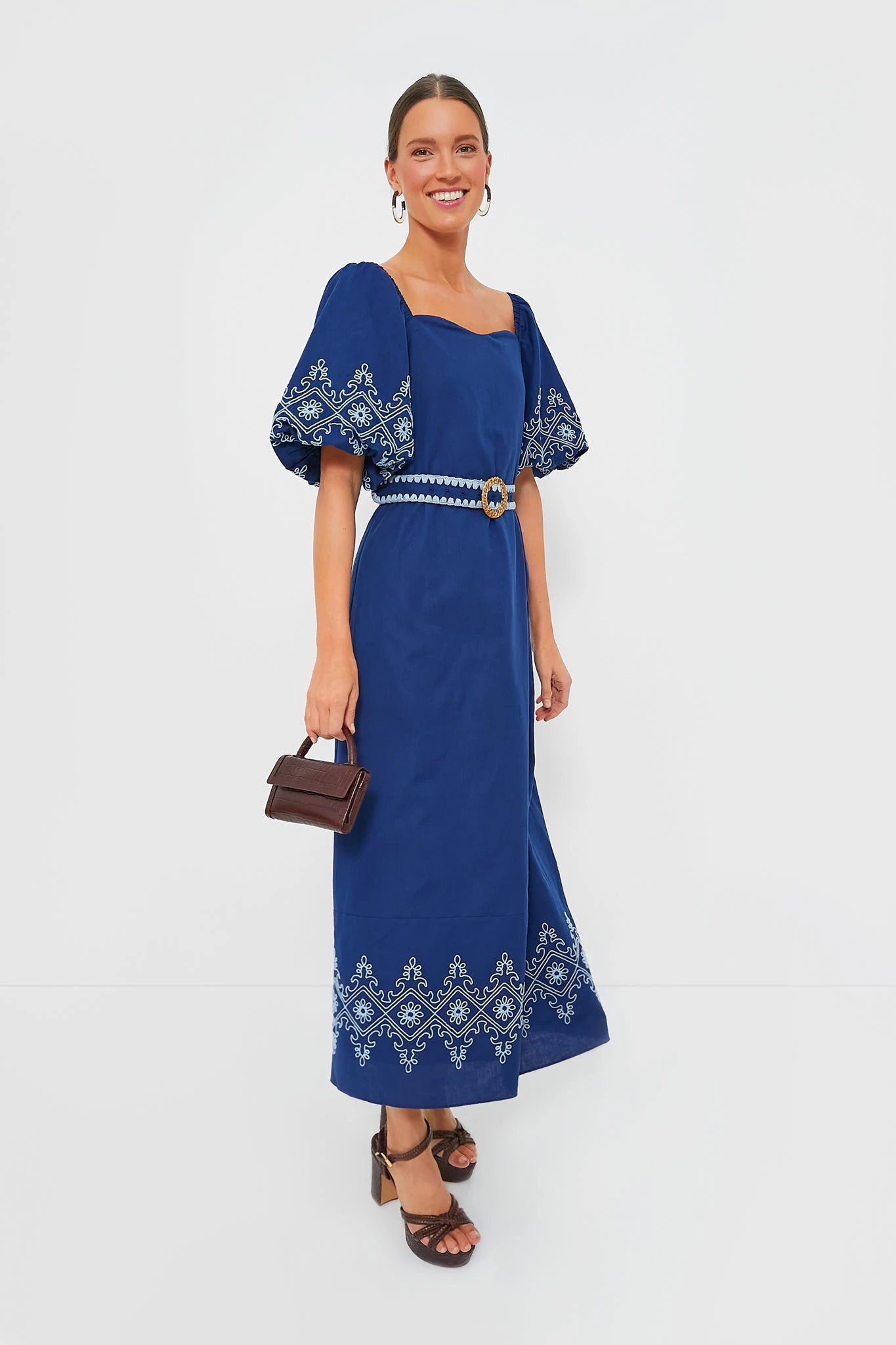 Royal With White Embroidery Maggie Maxi Dress - Image 3