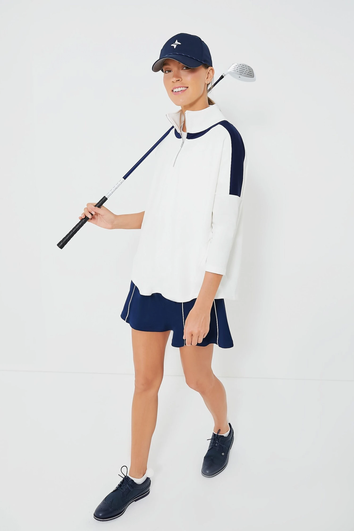 White And Navy Amelie Quarter Zip - Image 5