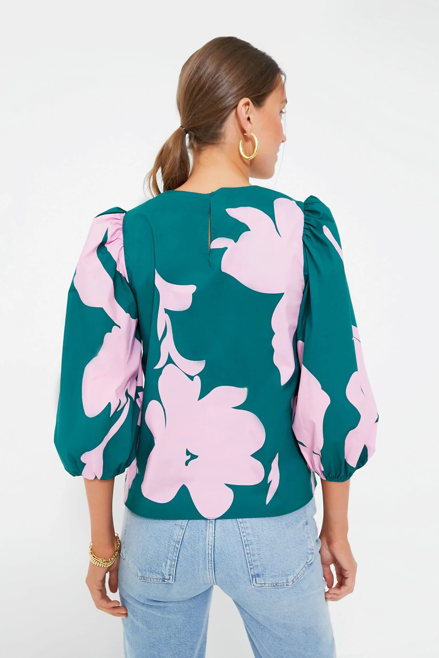 Pink & Green Penelope Puff Sleeve Top - Image 5