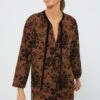 Brown & Black Burnout Floral Elma Mini Dress