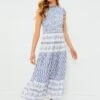 Exclusive Flora Blue Sleeveless Smocked Maxi Dress