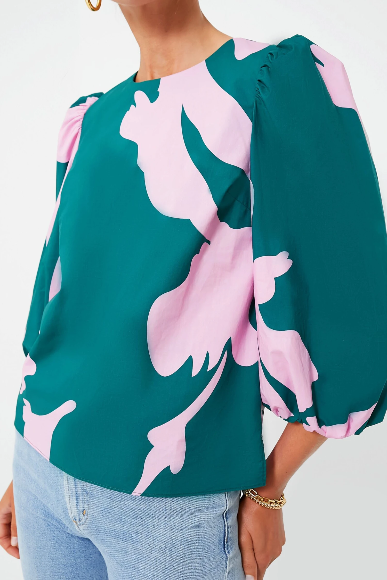 Pink & Green Penelope Puff Sleeve Top - Image 7