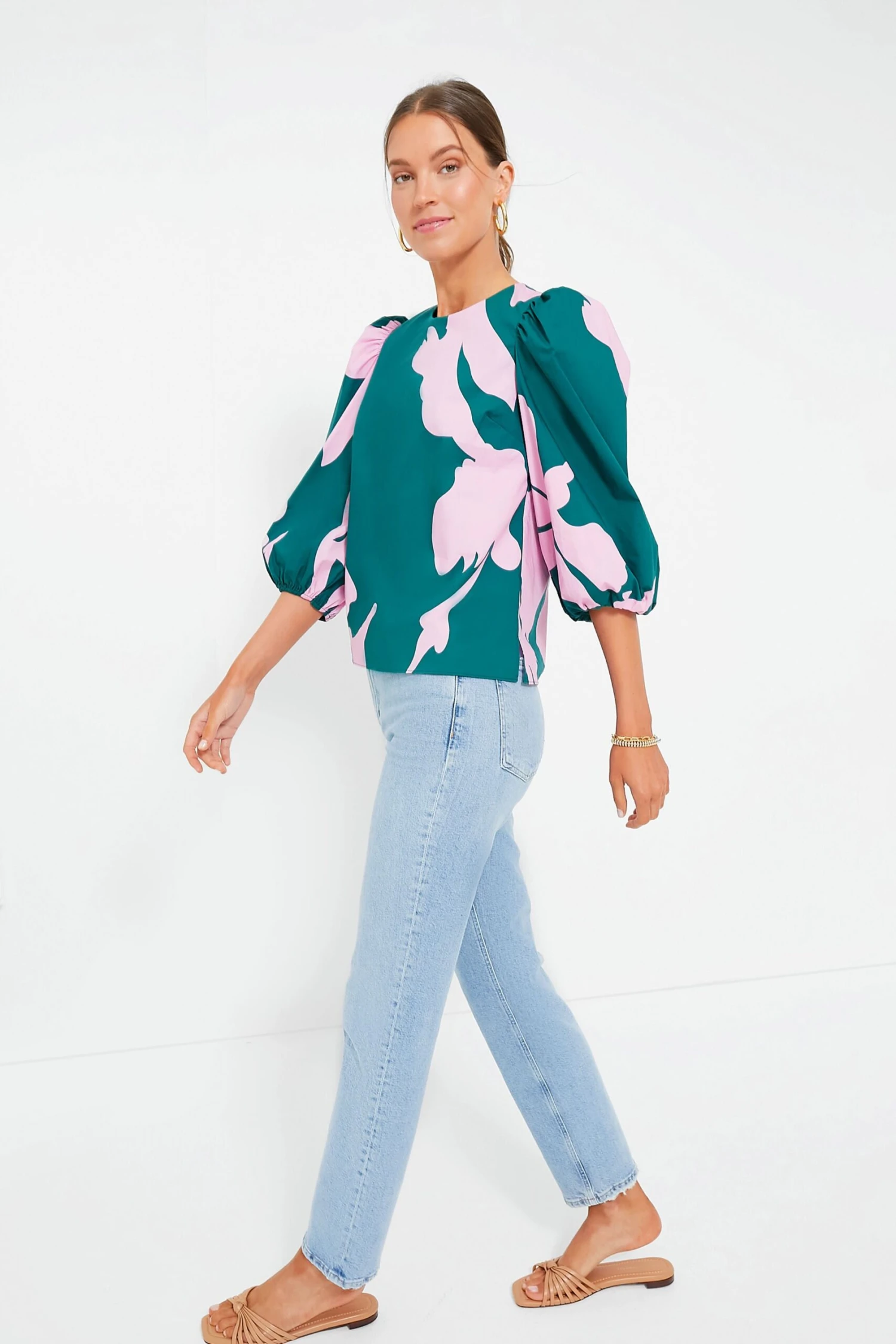 Pink & Green Penelope Puff Sleeve Top - Image 4