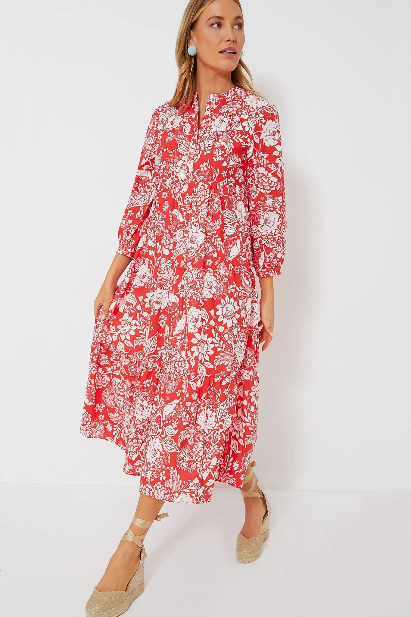 Red Floral McCauley Midi Dress - Image 6