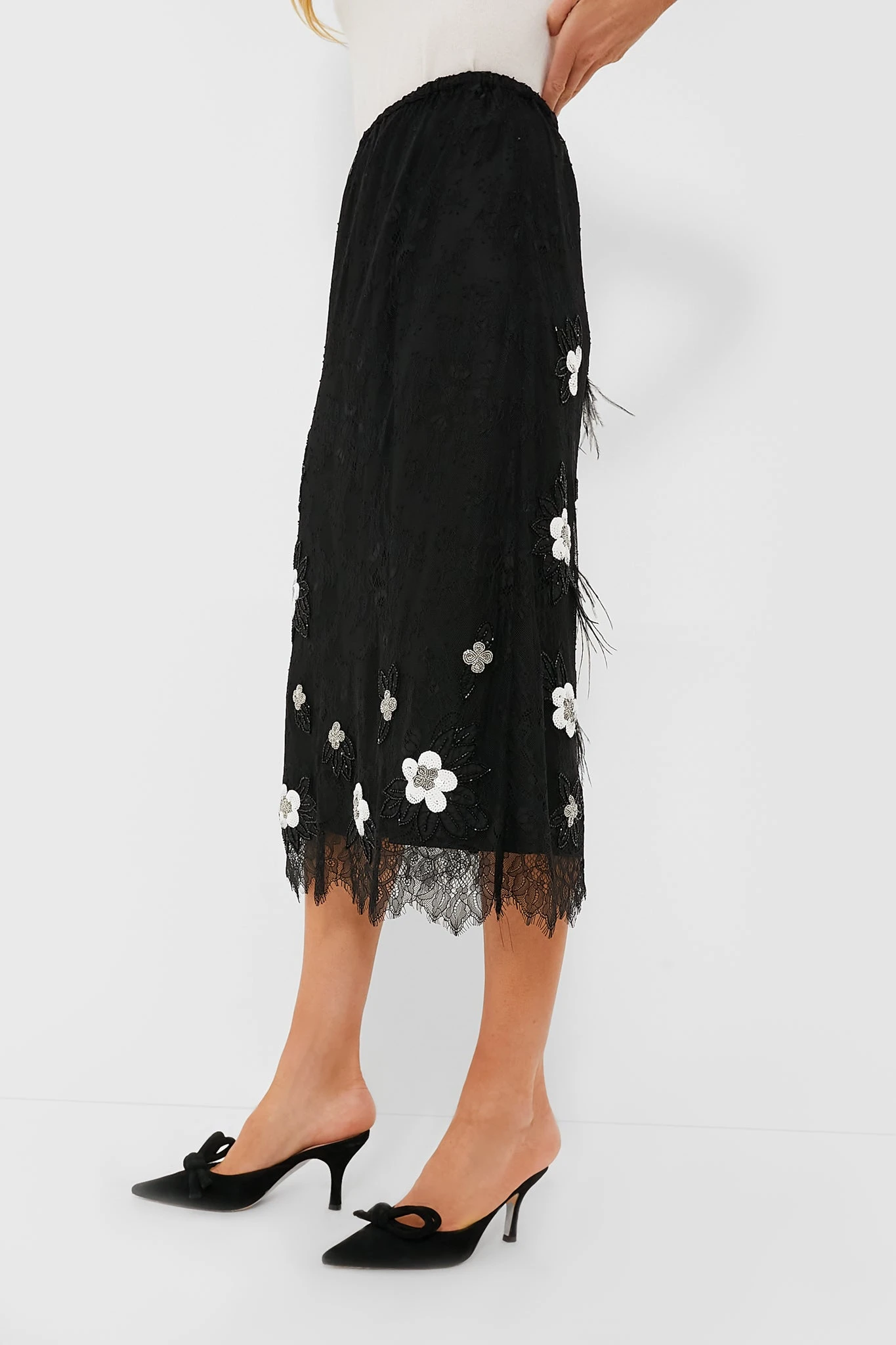 Black Bethany Lace Midi Skirt - Image 3