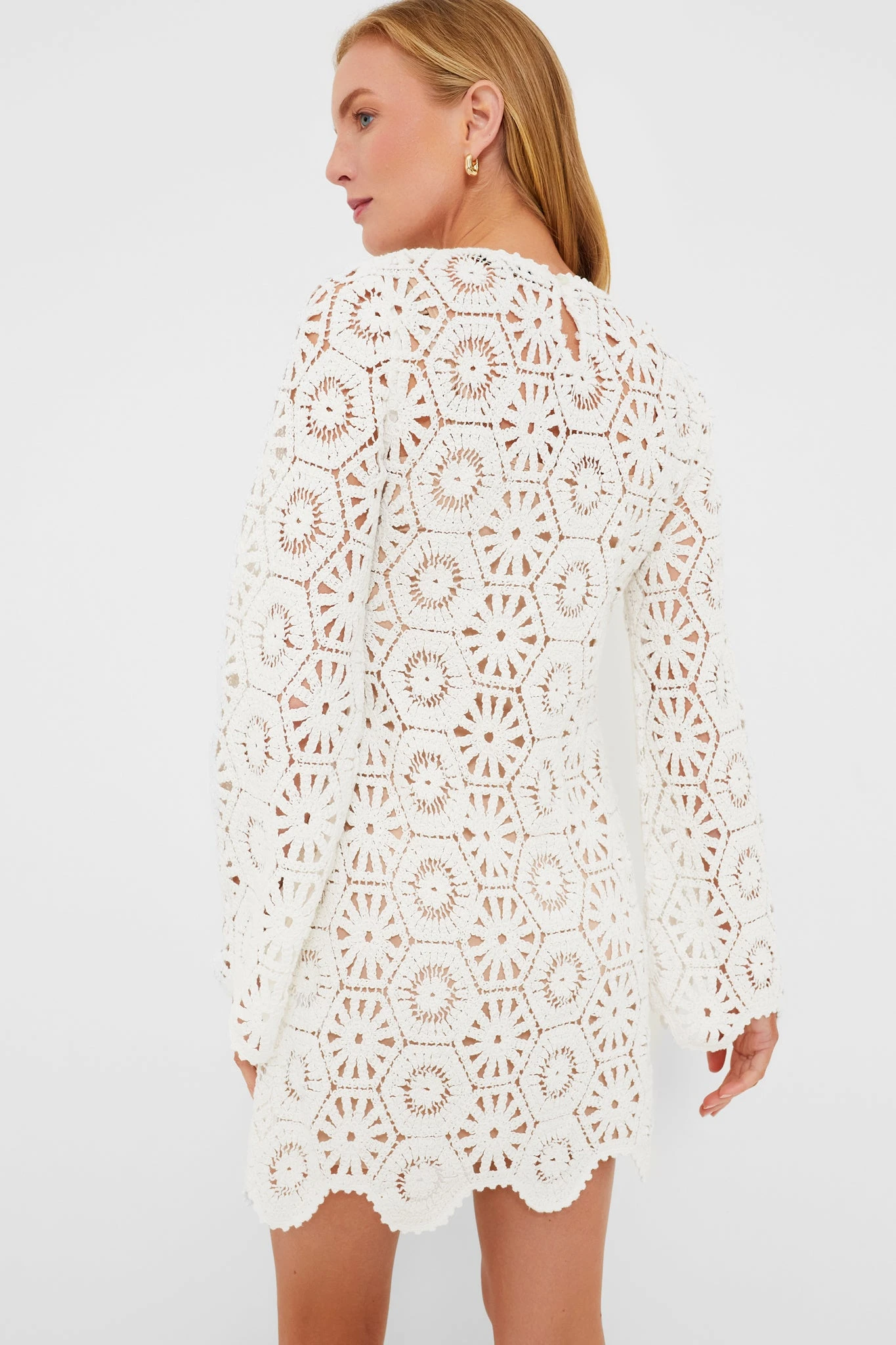 White Lakshmi Embroidery Longsleeve Tunic Dress - Image 4