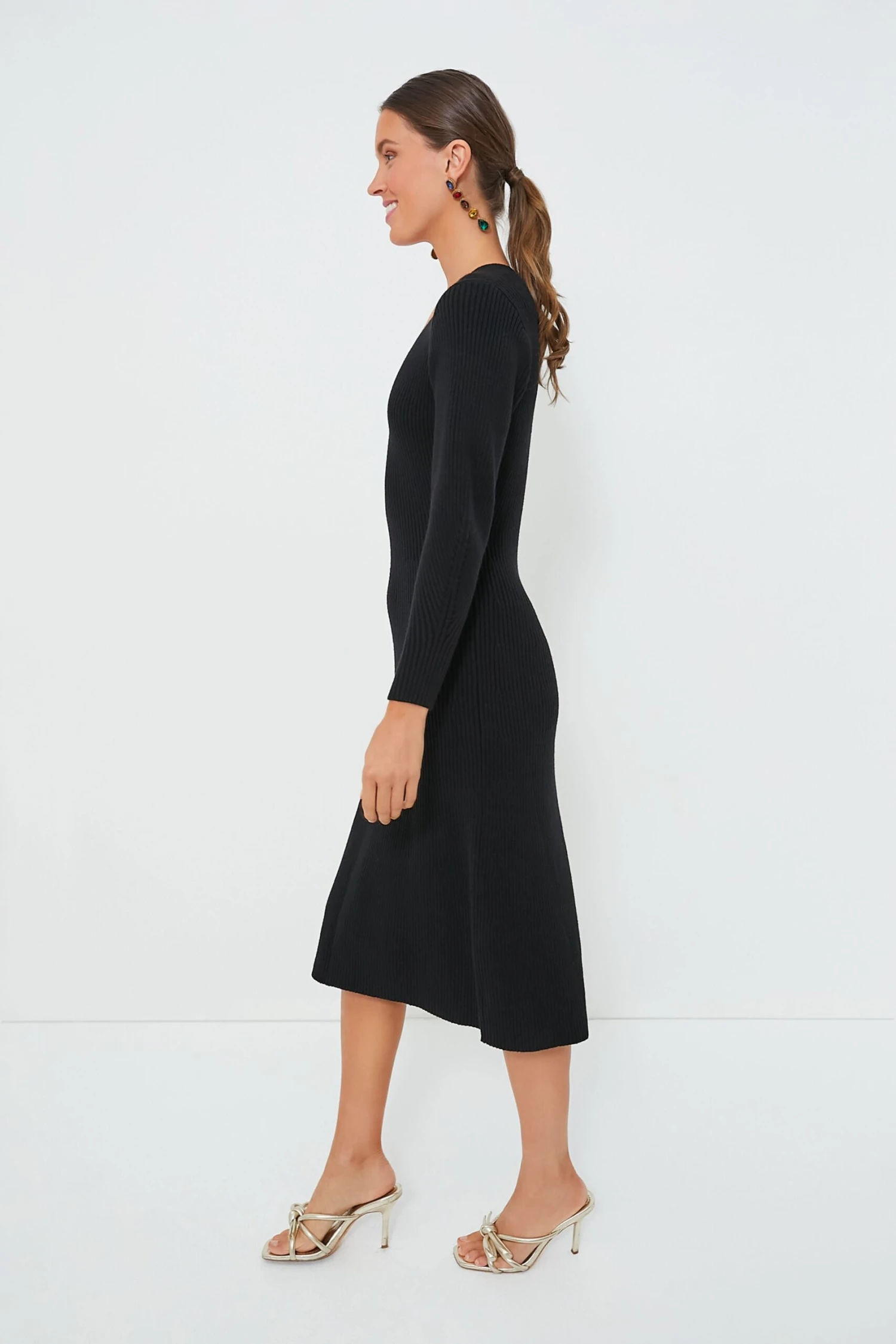 Black Brigid Midi Sweater Dress - Image 3