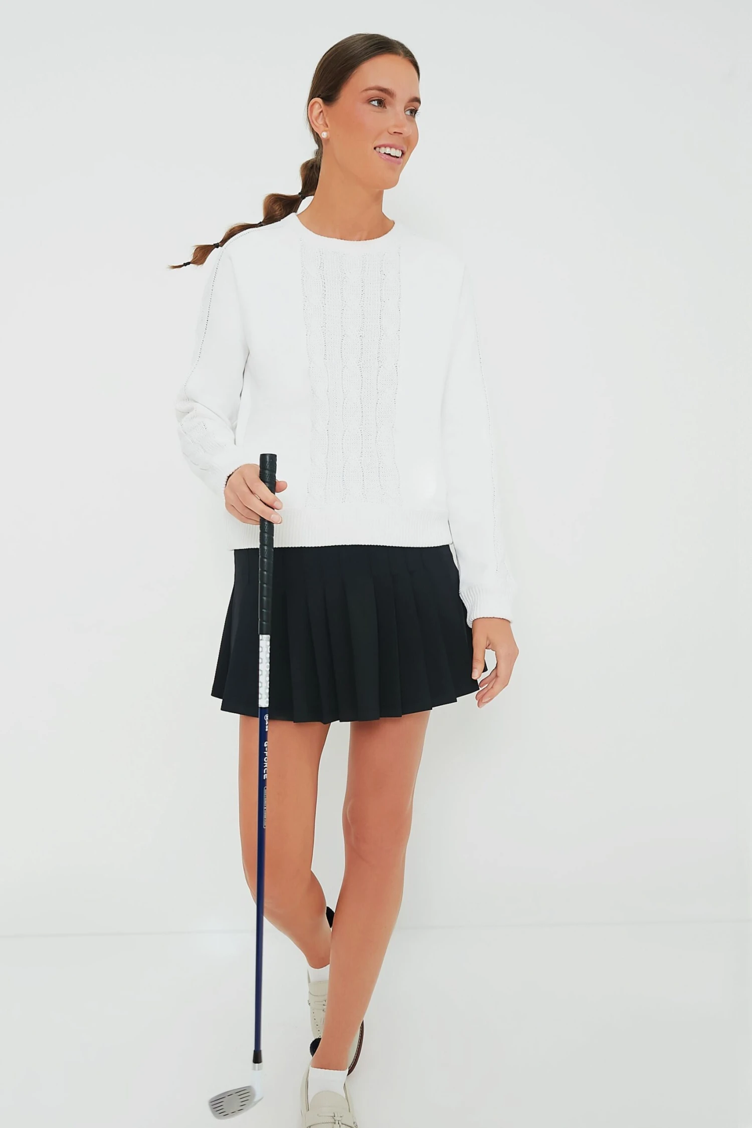 White Cable Knit Reid Sweatshirt - Image 3
