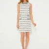 Navy Stripe Tweed Sleeveless Jackie Dress