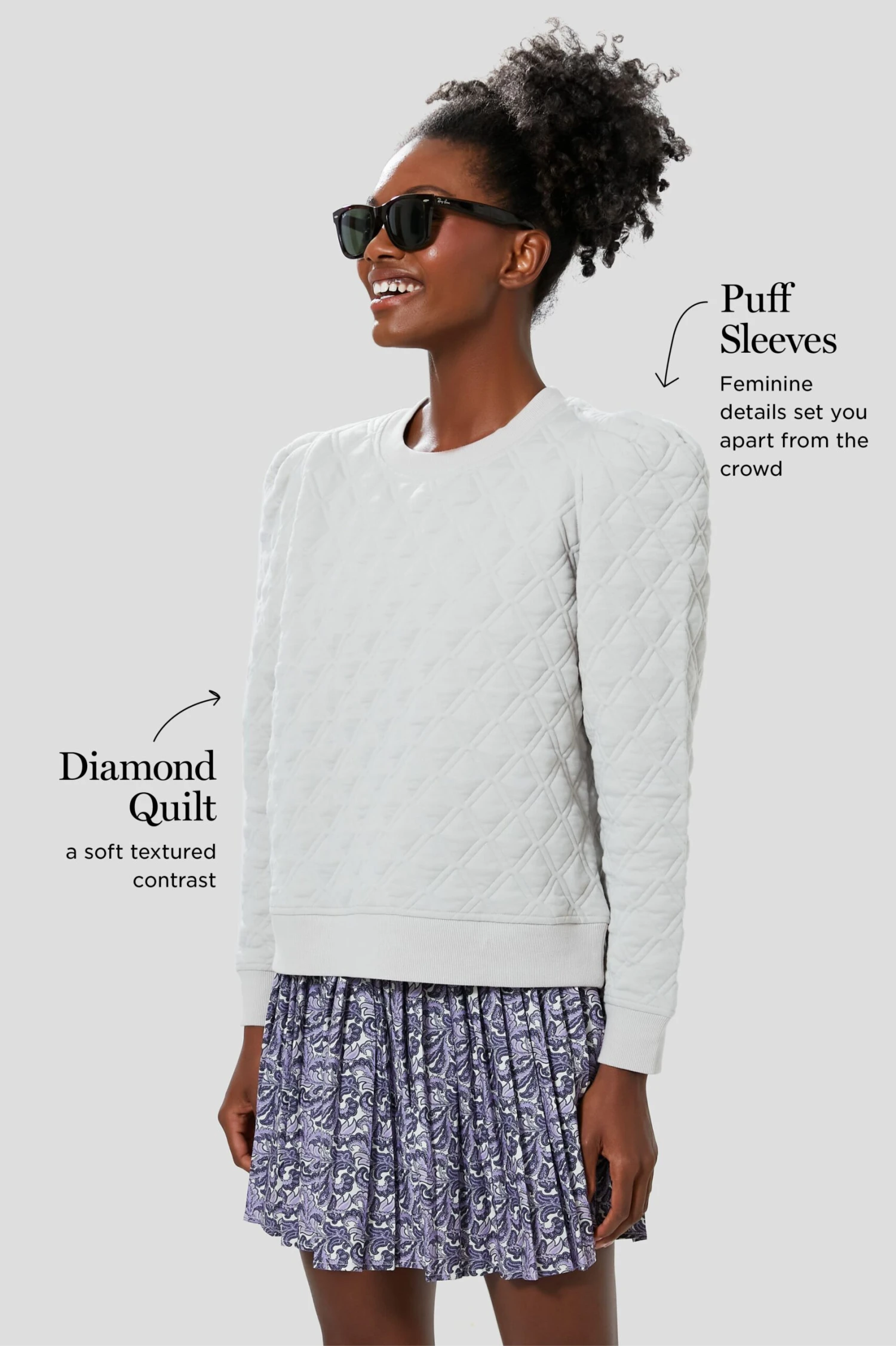 Gray Puff Sleeve Campbell Pullover - Image 3