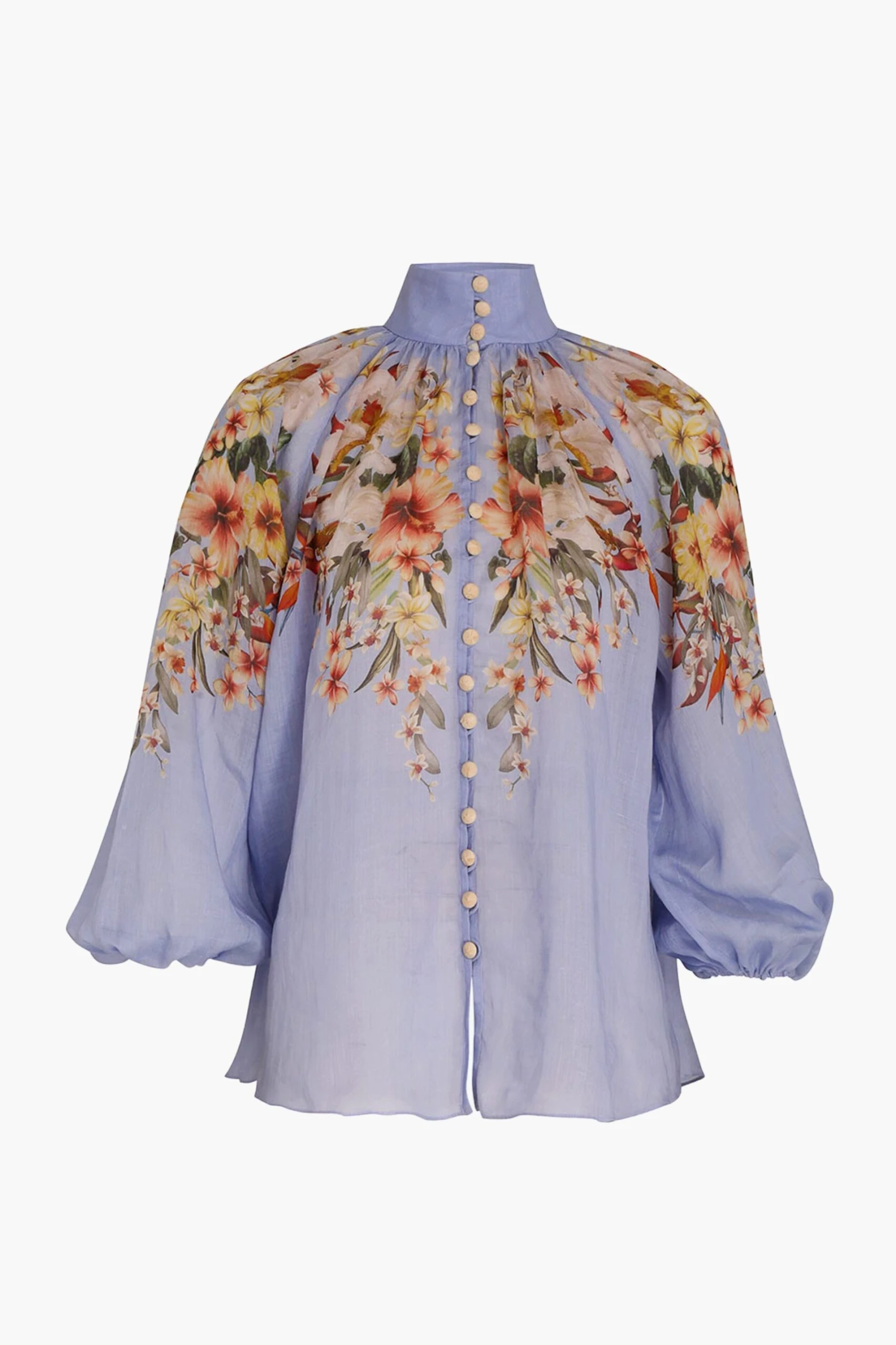Zimmermann Blue Palm Lexi Billow Blouse