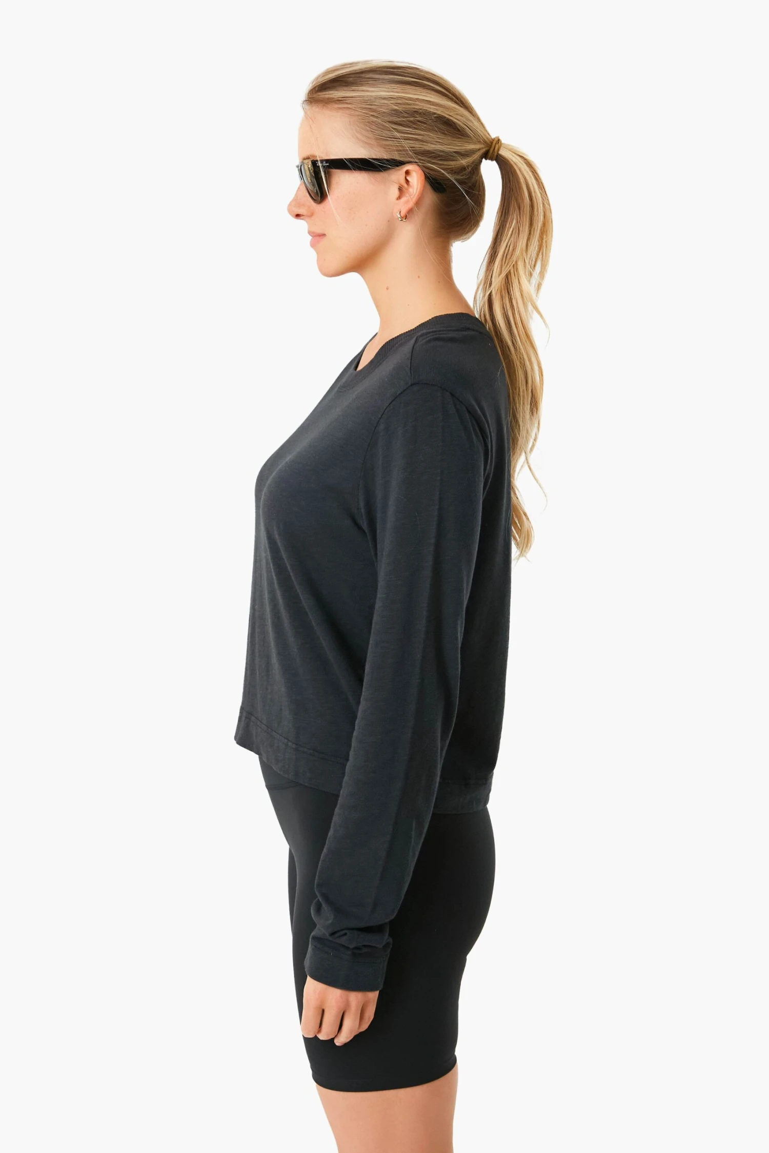 Black Lupita Crop Long Sleeve Shirt - Image 3