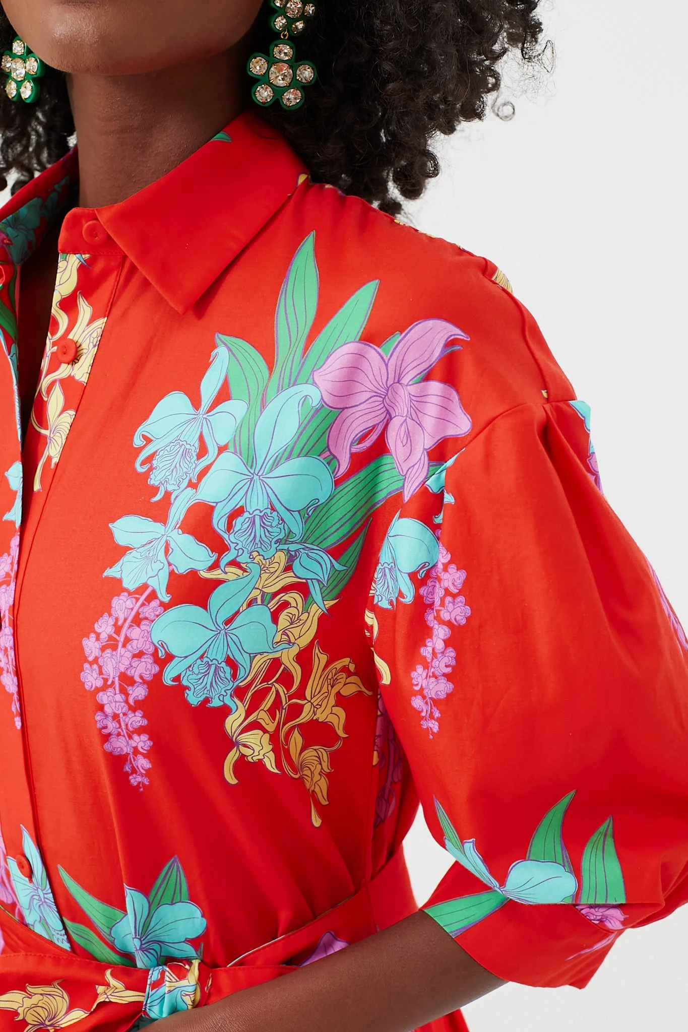 Red Algeria Bianca Cotton Dress - Image 6