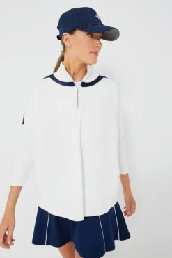 White And Navy Amelie Quarter Zip