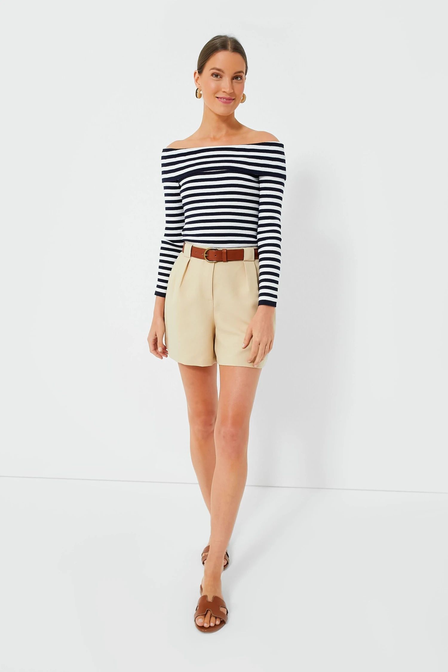 Navy Stripe Off The Shoulder Reese Top - Image 7