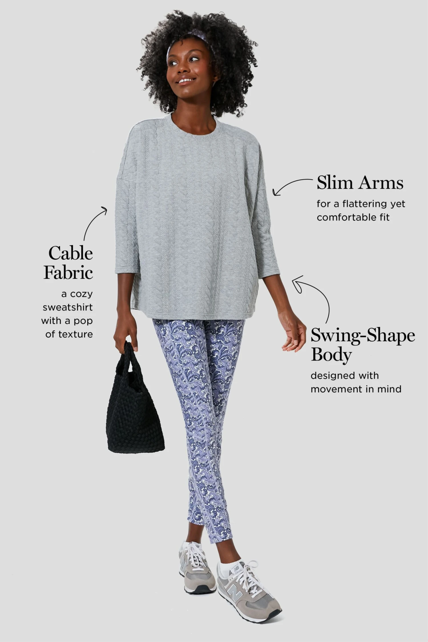 Gray Cable Ally Swing Sweatshirt - Image 8