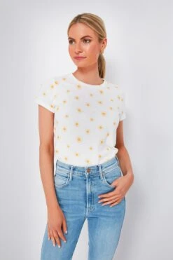 Marine Layer Gold Sun Print Swing Crew Tee