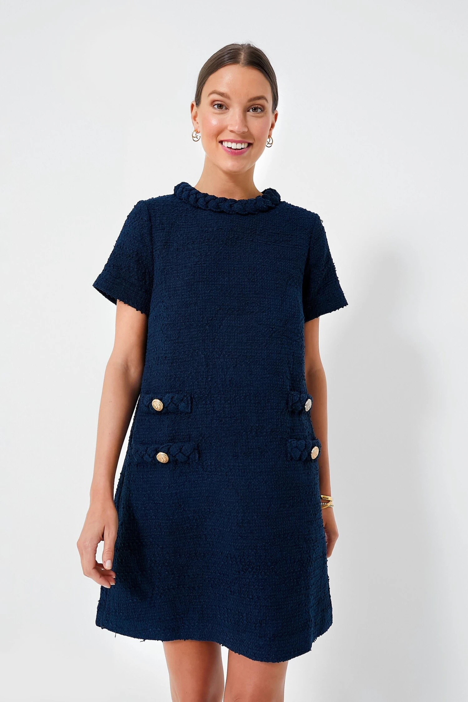 Navy Tweed Jackie Dress - Image 2