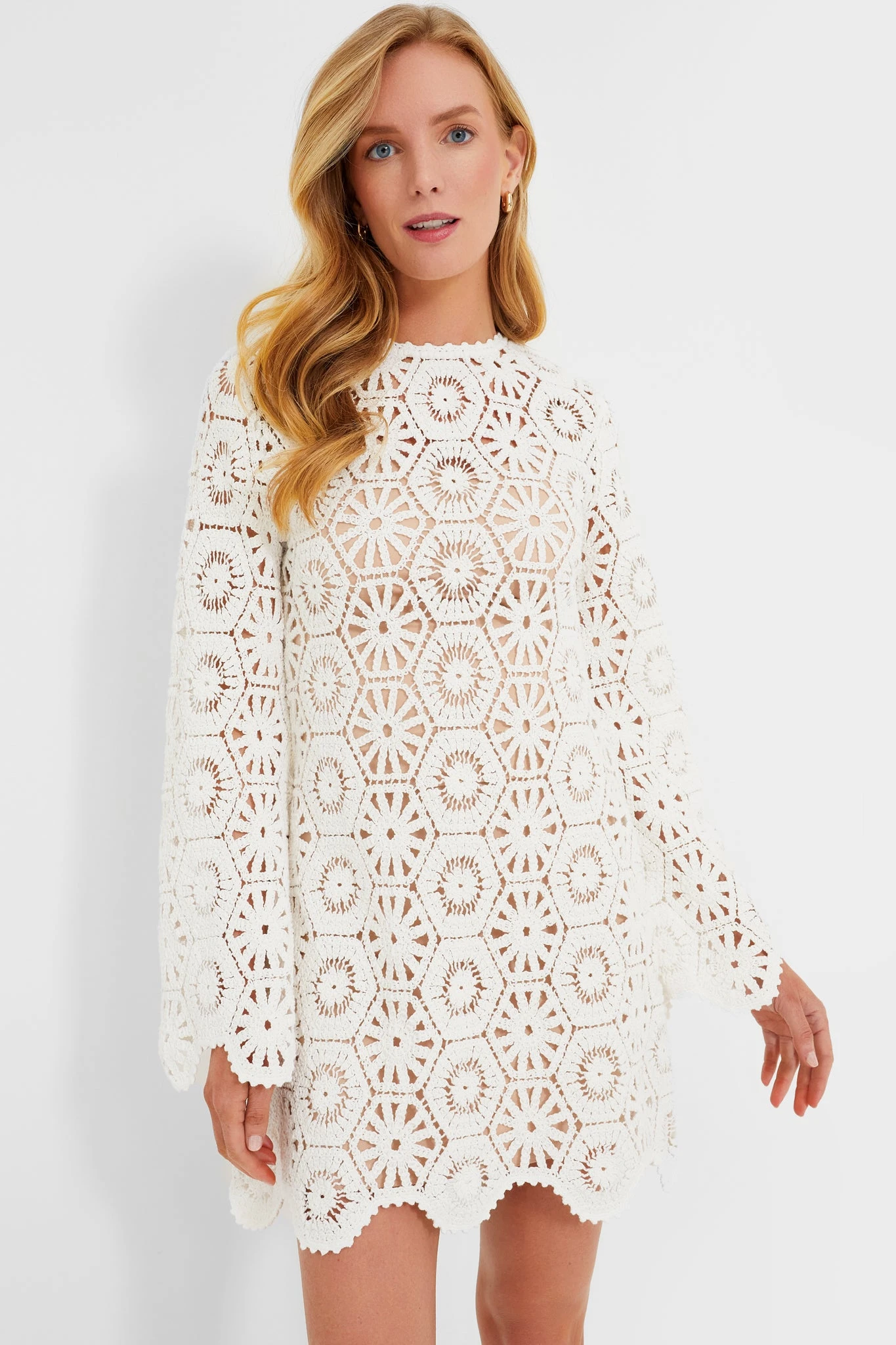 White Lakshmi Embroidery Longsleeve Tunic Dress - Image 2