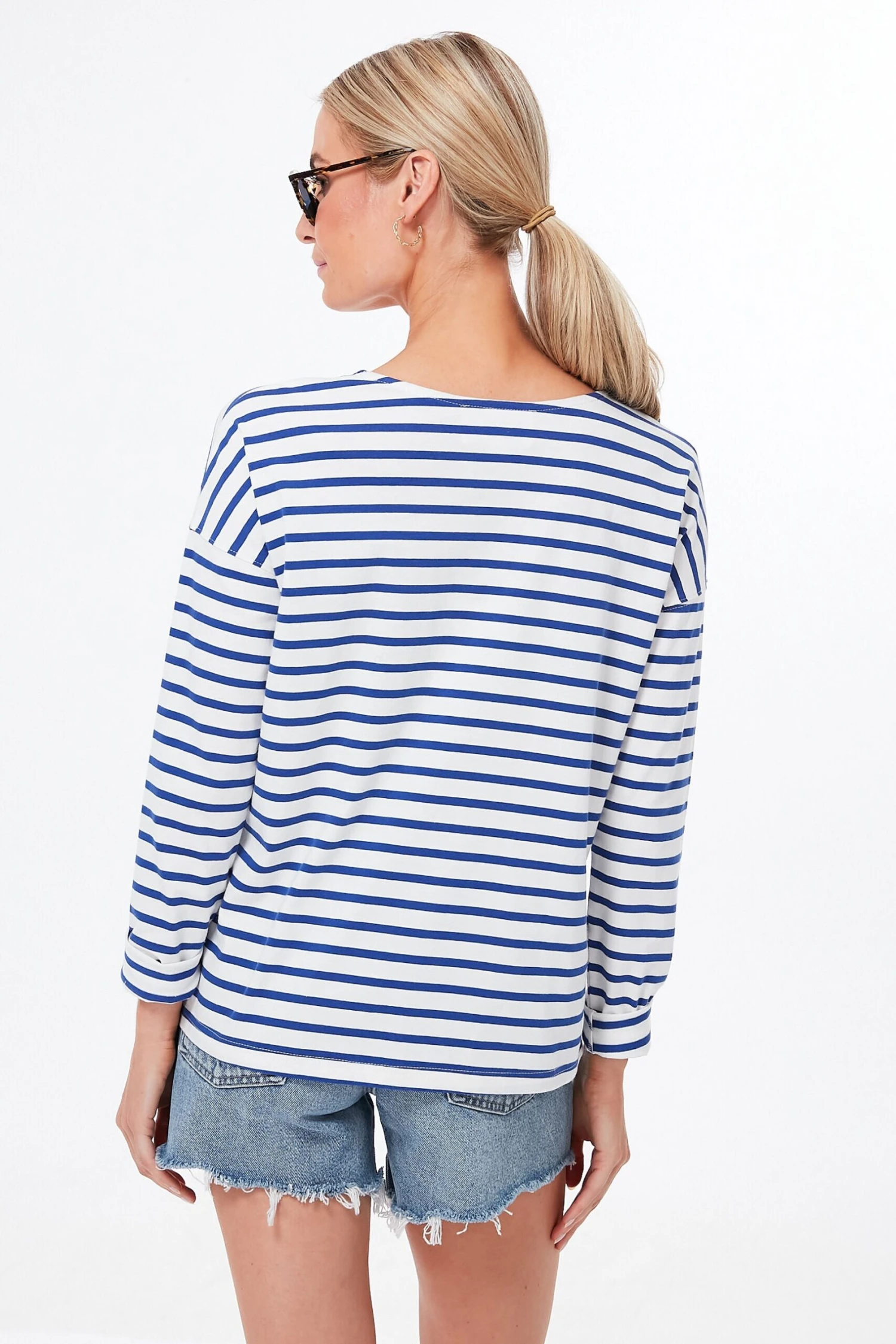 Blue And White Stripe Hayden Tee - Image 3
